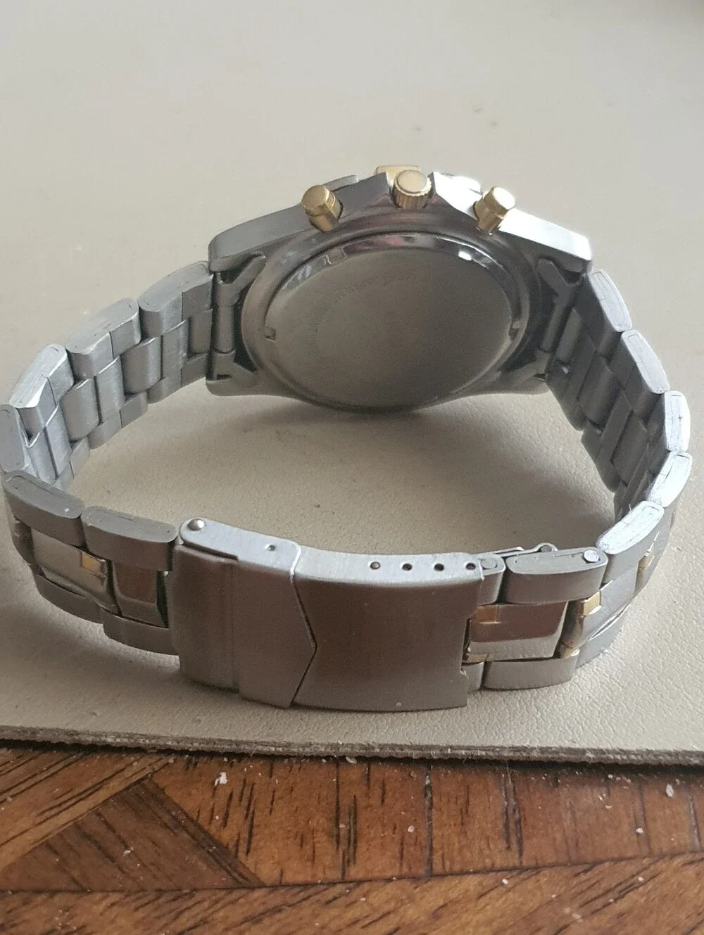 Silver/Goldtone/Blue Stainless Steel Chronograph Men's Watch